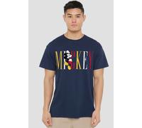 Mickey Mouse Men's Multicolor Name T-Shirt Navy | Size: 2XL Mickey Mouse Navy 2XL