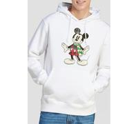 Mickey Mouse Men's Retro Christmas Scarf Hoodie White | Size: Large Mickey Mouse White L