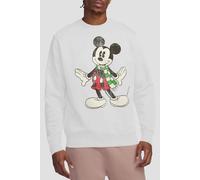 Mickey Mouse Men's Retro Christmas Scarf Sweatshirt White | Size: Small Mickey Mouse White S