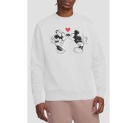 Mickey Mouse Men's Sketch Kiss Valentine's Day Sweatshirt White | Size: XL Mickey Mouse White XL