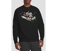 Mickey Mouse Men's Sledding For Christmas Sweatshirt Black | Size: Medium Mickey Mouse Black M