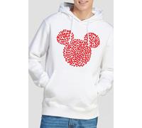 Mickey Mouse Men's Valentine's Day Heart Ears Silhouette Hoodie White | Size: Small Mickey Mouse White S