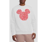 Mickey Mouse Men's Valentine's Day Heart Ears Silhouette Sweatshirt White | Size: 2XL Mickey Mouse White 2XL