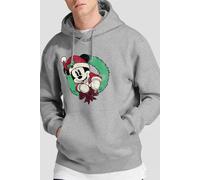 Mickey Mouse Men's Vintage Christmas Wreath Hoodie Light Grey | Size: XL Mickey Mouse Light Grey XL