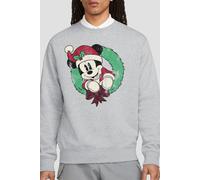 Mickey Mouse Men's Vintage Christmas Wreath Sweatshirt Light Grey | Size: XL Mickey Mouse Light Grey XL