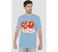 Mickey Mouse Men's Vintage Valentine'S Day Luv You Lots T-Shirt Light Blue | Size: 2XL Mickey Mouse Light Blue 2XL