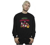 Disney Mens Mickey Mouse Merry Christmas Characters Sweatshirt - Black - Black - S
