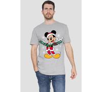 Mickey Mouse Merry Christmas Mens T-Shirt Grey Mickey Mouse Grey M