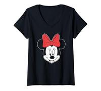 Mickey Mouse Minnie Head V-Neck T-Shirt