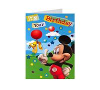 mickey mouse pluto it's your birthday balloon stars birthday card