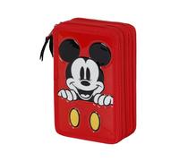 Mickey Mouse Red-Triple Filled Pencil Case, Red, 14 x 21 cm