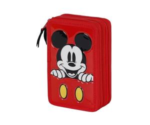 Mickey Mouse Red-Triple Filled Pencil Case, Red, 14 x 21 cm