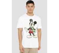 Mickey Mouse Retro Christmas Scarf Mens T-Shirt White Mickey Mouse White L