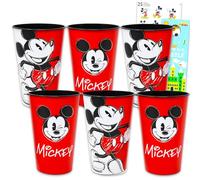 Mickey Mouse Reusable Tumbler Cup Pack - Disney Party Favor 6 Piece Bundle with 24 Oz Cups Plus Stickers, More | Bulk Mickey Mouse Water Tumblers