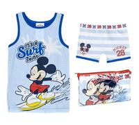 Mickey Mouse Short Pyjama Straps - Blue and White - Size 3 Years - Pyjama Set Inside Pouch - 100% Cotton 145gsm - Original Product Designed in Spain