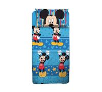 Mickey Mouse Single Bed Sheet Set, Disney Single Bed Set, Top Sheet, Fitted Sheet, Pillowcase, Blue, Disney, 100% Cotton, Official Product