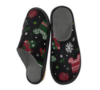 Mickey Mouse Snowflake Hat Pattern House Slippers for Women Men Warm Slippers House Shoes Indoor Outdoor Slippers
