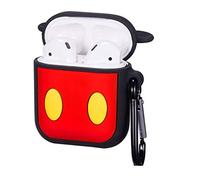 Mickey Mouse Soft Rubber Silicone Apple Air pods Case Cover Skin Protector with clip hook keyring for 1st 2nd generation pod. Shock Proof Protective replacement for wireless charging headphones
