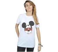 Mickey Mouse Sunglasses Cotton Boyfriend T-Shirt Disney White M