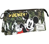 Mickey Mouse Surprise-Fan Triple Pencil Case, Military Green