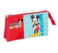 Mickey Mouse Triple Pencil Case, Children's Pencil Case, Ideal for School-Age Children, Comfortable and Versatile, Quality and Strength, 22 x 3 x 12 cm