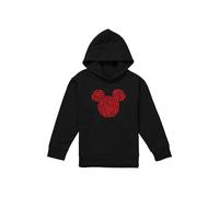 Mickey Mouse Valentine'S Day Heart Ears Silhouette Youth Kids Pull-Over Hoodie, Black Disney Black 5-6 Years