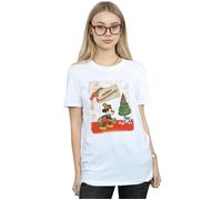 Mickey Mouse Vintage Christmas Cotton Boyfriend T-Shirt Disney White XXXL