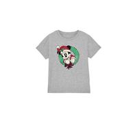 Mickey Mouse Vintage Christmas Wreath Kids T-Shirt Light Grey | Size: 12-13 Years Mickey Mouse Light Grey 12-13 Years