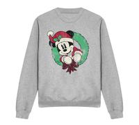Mickey Mouse Vintage Christmas Wreath Sweatshirt Light Grey Mickey Mouse Light Grey XL
