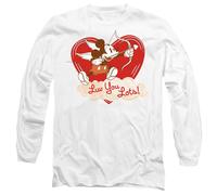 Mickey Mouse Vintage Luv You Lots Long Sleeve T-Shirt S-2XL, White