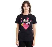 Mickey Mouse Women's Mickey and Minnie Mouse XOXO Valentine's Day Ladies T Shirt, Black