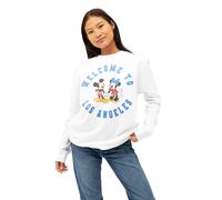 Mickey Mouse Women's Mickey & Minnie Mouse LA Cotton Sweatshirt White | Size: Large Mickey Mouse White L
