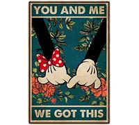 Mickey Mouse You And Me We Got This Hanging Signsholding Hands Poster Room Home Kitchen Wall Decor Send Lover Gifts Bar Club Cafe Creative Art Wall Hanging Funny Vintage Metal Sign Poster 8X12 Inches