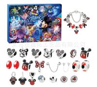 (Mickey Mouse2) Lilo Stitch Christmas Advent Calendar Bracelets 24 Days Xmas Countdown Calendars DIY Jewelry Making Bangles Gift