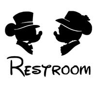 Mickey Restroom Bathroom Door Sign Sticker - Bath Accessory - Home Decor - Toilet Gifts - Wall Art - Mouse Sticker (Black)
