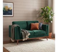 Mickey Sofa - 2 Seater - Emerald Green Velvet and Walnut - Fabric and Wood