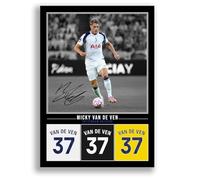 Mickey Van De Ven Tottenham Hotspur Signed Photo Poster Print Picture Display Framed Autograph Memorabilia for Football Fans Gift Spurs Netherlands (A3 Poster Only Black)