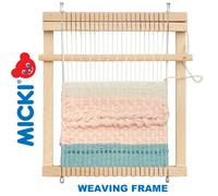 MICKI Square Frame Wooden Weaving Loom Kit + Weaving Yarn - Arts and Crafts for Kids - Girls and Boys Gifts - Age 3+