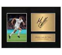 Micky van de Ven Tottenham Hotspur Autograph Signed Photo Print Display - A4 Black Mount Frame | Football Memorabilia | Printed Gold Plaque | Spurs Collectible Wall Art No185