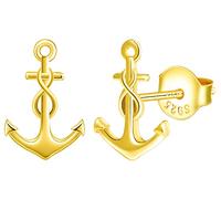 MicLee Earrings studs for women and girl, 925 sterling silver earrings, Ship's anchor and Infinity symbol earrings studs, fashion elegant women's earrings, gold