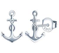 MicLee Earrings studs for women and girl, 925 sterling silver earrings, Ship's anchor and Infinity symbol earrings studs, fashion elegant women's earrings, silver