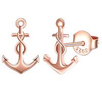 MicLee Earrings studs for women and girl, 925 sterling silver earrings, Ship's anchor and Infinity symbol earrings studs, fashion elegant women's earrings, rose gold