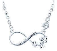 MicLee Necklace pendant for women, 925 sterling silver necklace, butterfly and infinity symbol necklace pendant, Love is like a butterfly, Inlaid zircon, adjustable chain, silver