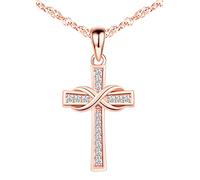 MicLee Necklace pendant for women, 925 sterling silver necklace, Cross necklace pendant, with infinity symbol, Inlaid zircon, women's girl's jewelry, rose gold