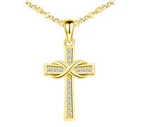 MicLee Necklace pendant for women, 925 sterling silver necklace, Cross necklace pendant, with infinity symbol, Inlaid zircon, women's girl's jewelry, gold