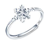 MicLee Unique Snowflake Silver Rings Women's Girl's 925 Sterling Silver Rings Wedding Engagement Promise Eternity Anniversary Bands Adjustable Rings