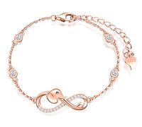 MicLee Woman's girl's Bracelet, 925 Sterling Silver bracelet, Elephant and infinity symbol bracelet, Inlaid with zircon, adjustable chain, Unique design animal bracelet, rose gold
