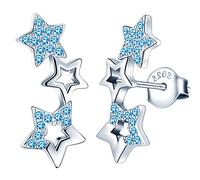 MicLee Woman's girl's Earrings, 925 Sterling silver star earrings, Shiny diamond meteor earrings studs inlaid zircon