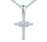 MicLee Women's girl's Necklace pendant, 925 Sterling Silver necklace, Cross infinity symbol necklace, beautiful and classic pendant, Inlaid zircon, silver
