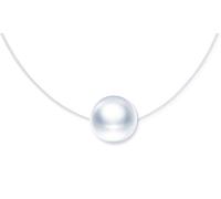 MicLee Women's girl's Pearl Necklace pendant, 925 Sterling Silver necklace, beautiful pearl Choker necklace, simple pearl pendant, and transparent fishing line, 40cm